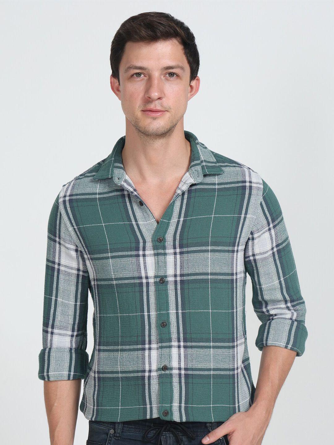 poe checked smart pure cotton slim fit shirt