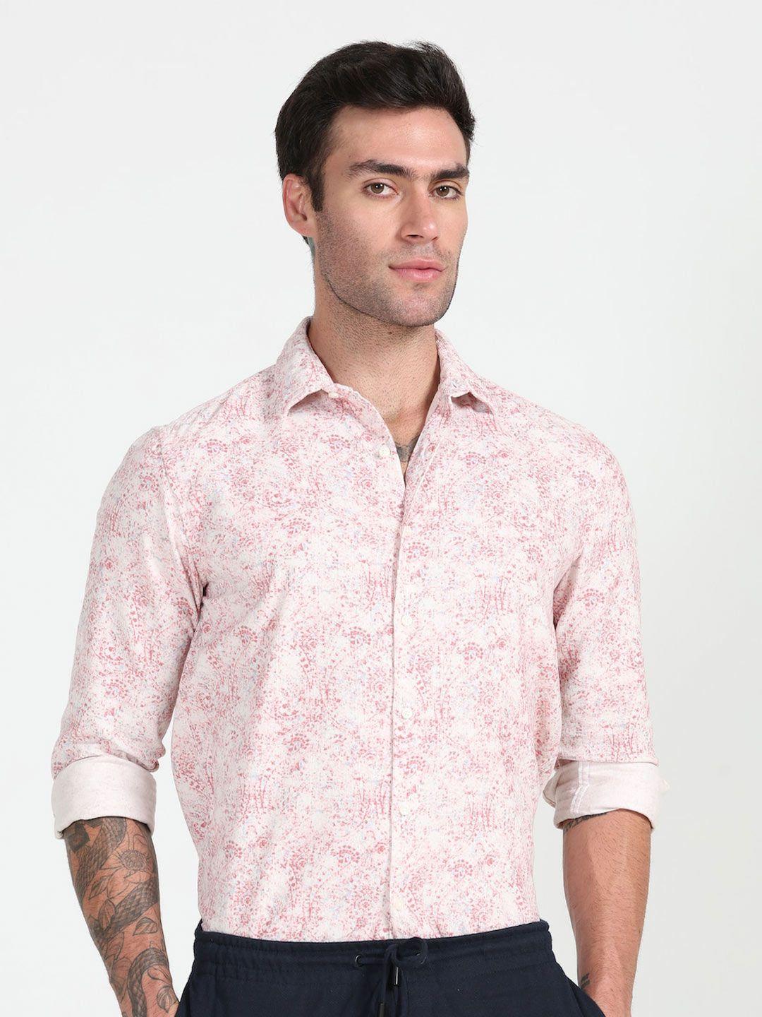 poe smart slim fit abstract printed casual shirt