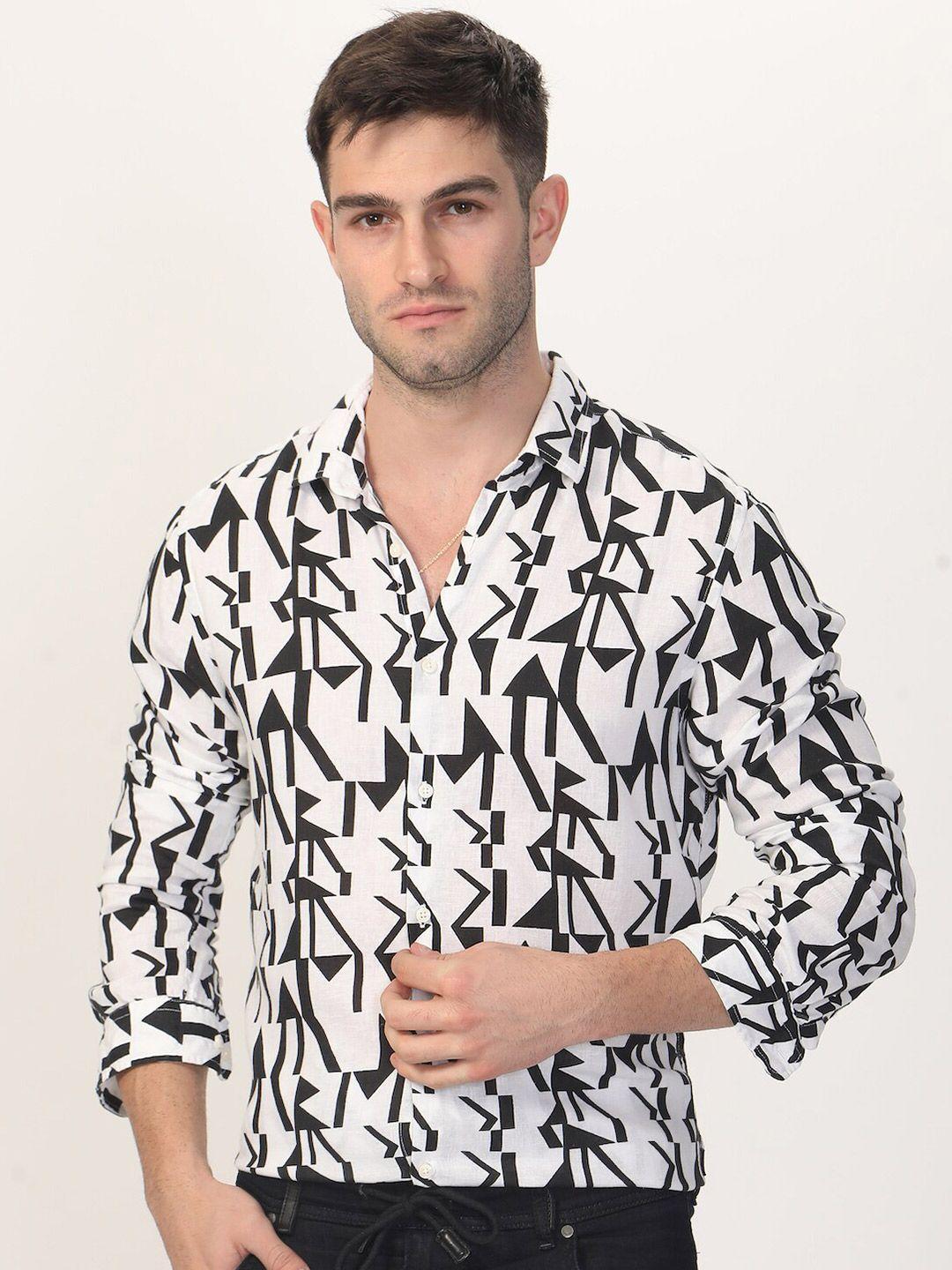 poe smart slim fit abstract printed shirt