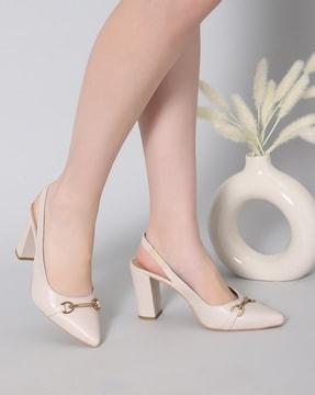 pointed-toe chunky-heeled shoes with sling-back