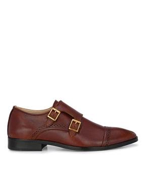 pointed-toe monks with buckle fastening