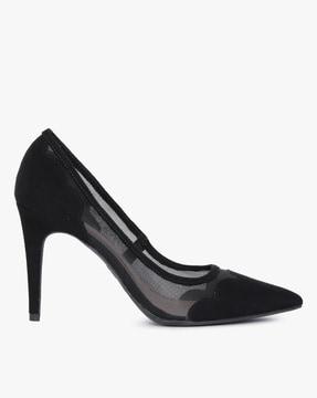 pointed-toe pumps with sheer panel