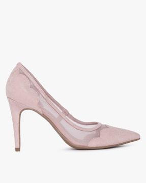 pointed-toe pumps with sheer panel