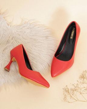 pointed-toe spool heeled pumps