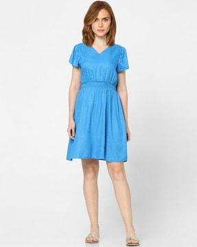 pointelle-knit a-line dress