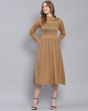 pointelle-knit a-line dress