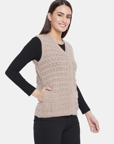 pointelle-knit open-front cardigan