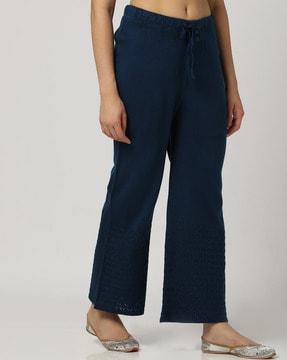 pointelle-knit pants with insert pocket