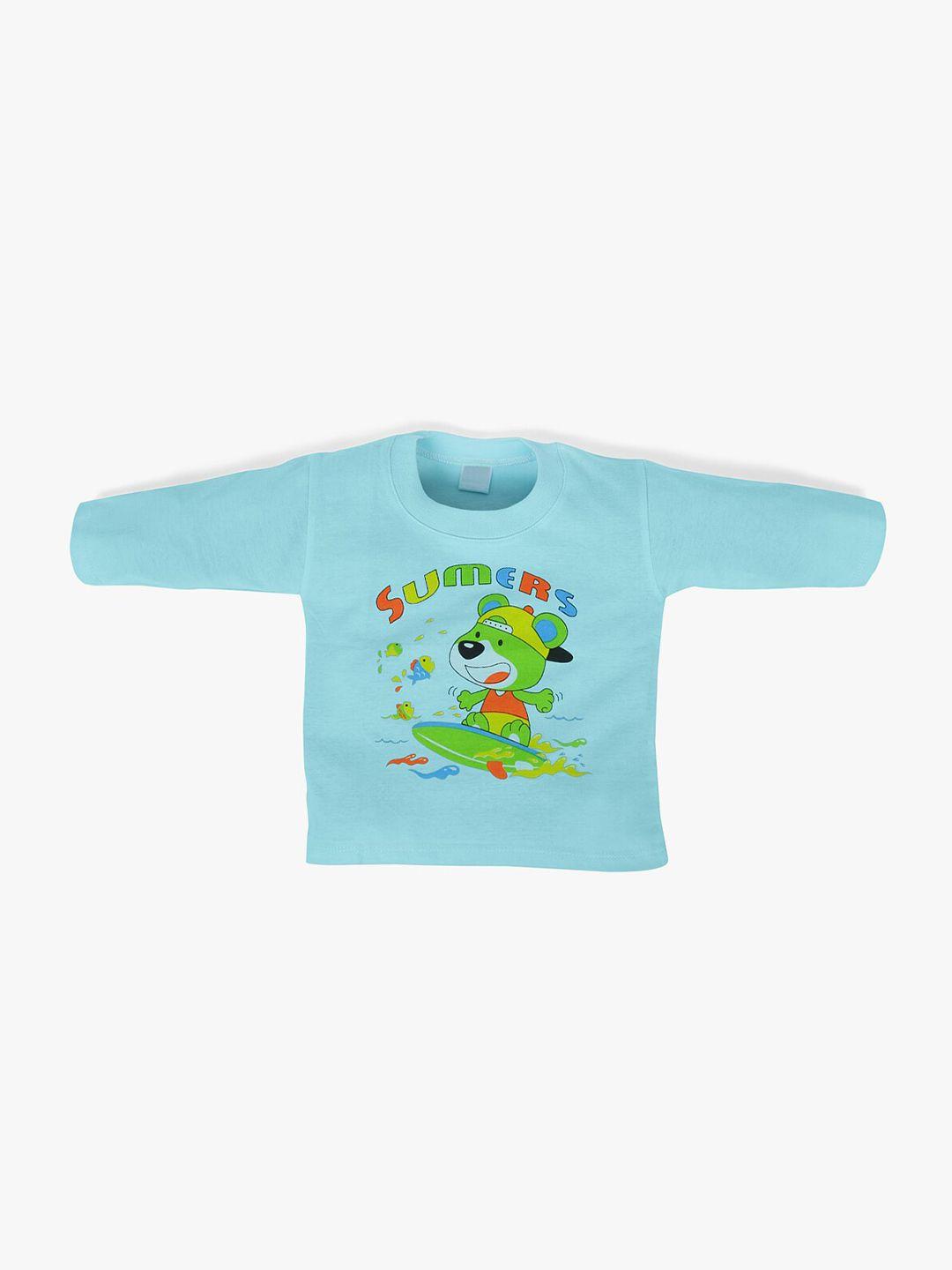 pokory infant blue & green graphic print running cotton t-shirt