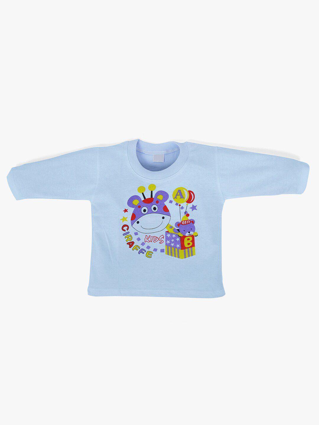 pokory infant kids blue pure cotton printed t-shirt