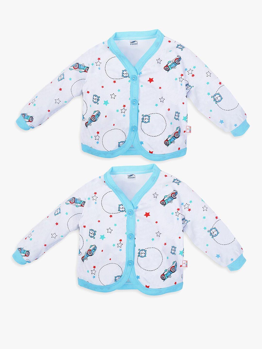 pokory infant kids pack of 2 cotton assorted printed v-neck jhablas