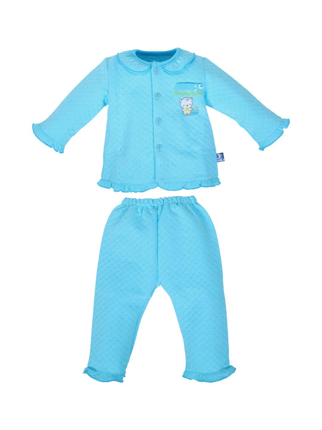 pokory unisex kids blue & white night suit