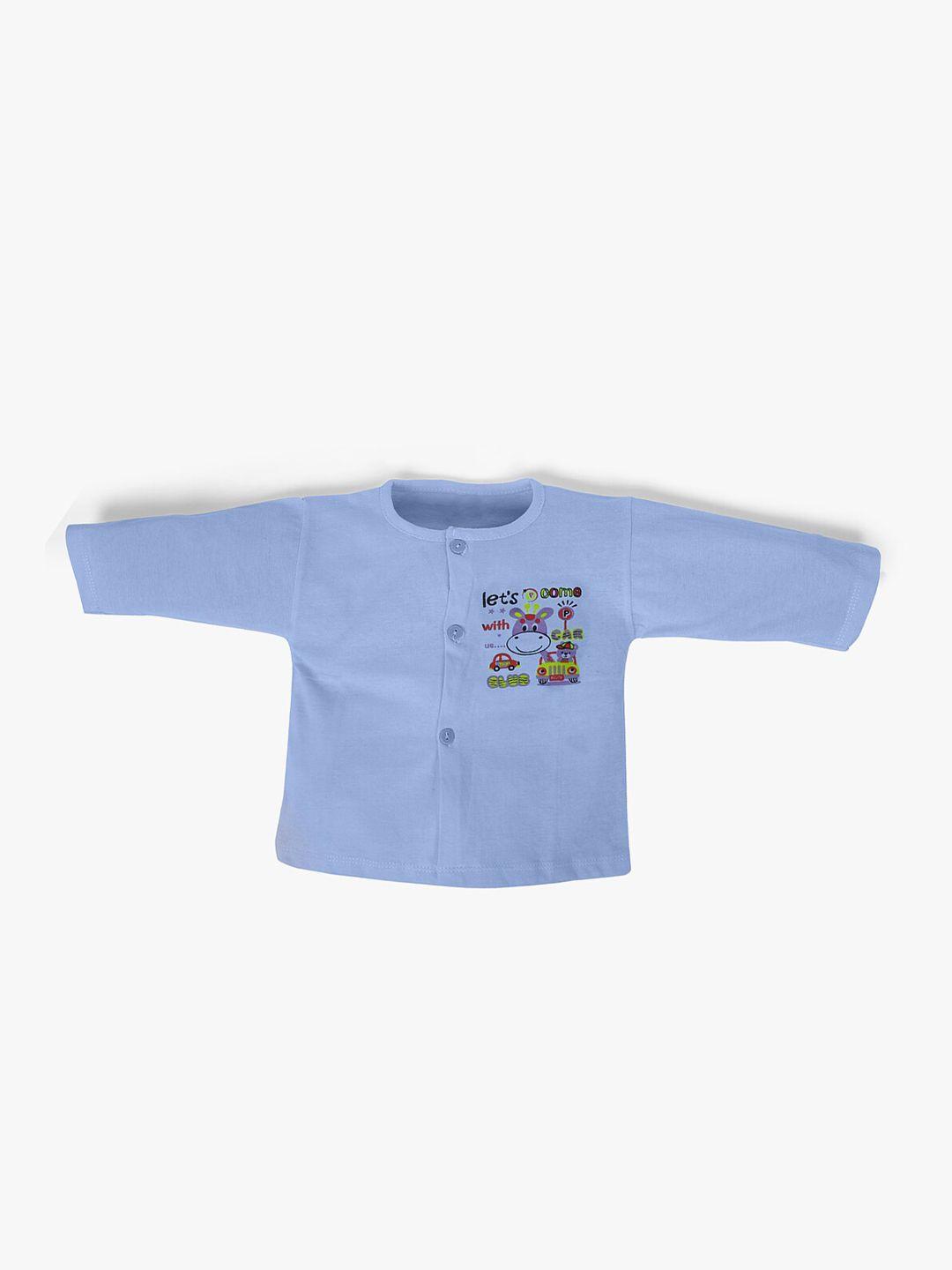 pokory unisex kids blue pure cotton printed t-shirt