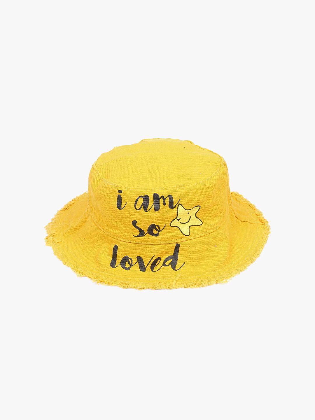 pokory unisex kids yellow & black printed visor cap