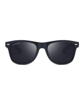 polarized square sunglasses with plastic frame- atom black