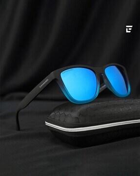 polarized square sunglasses with plastic frame- durand blue