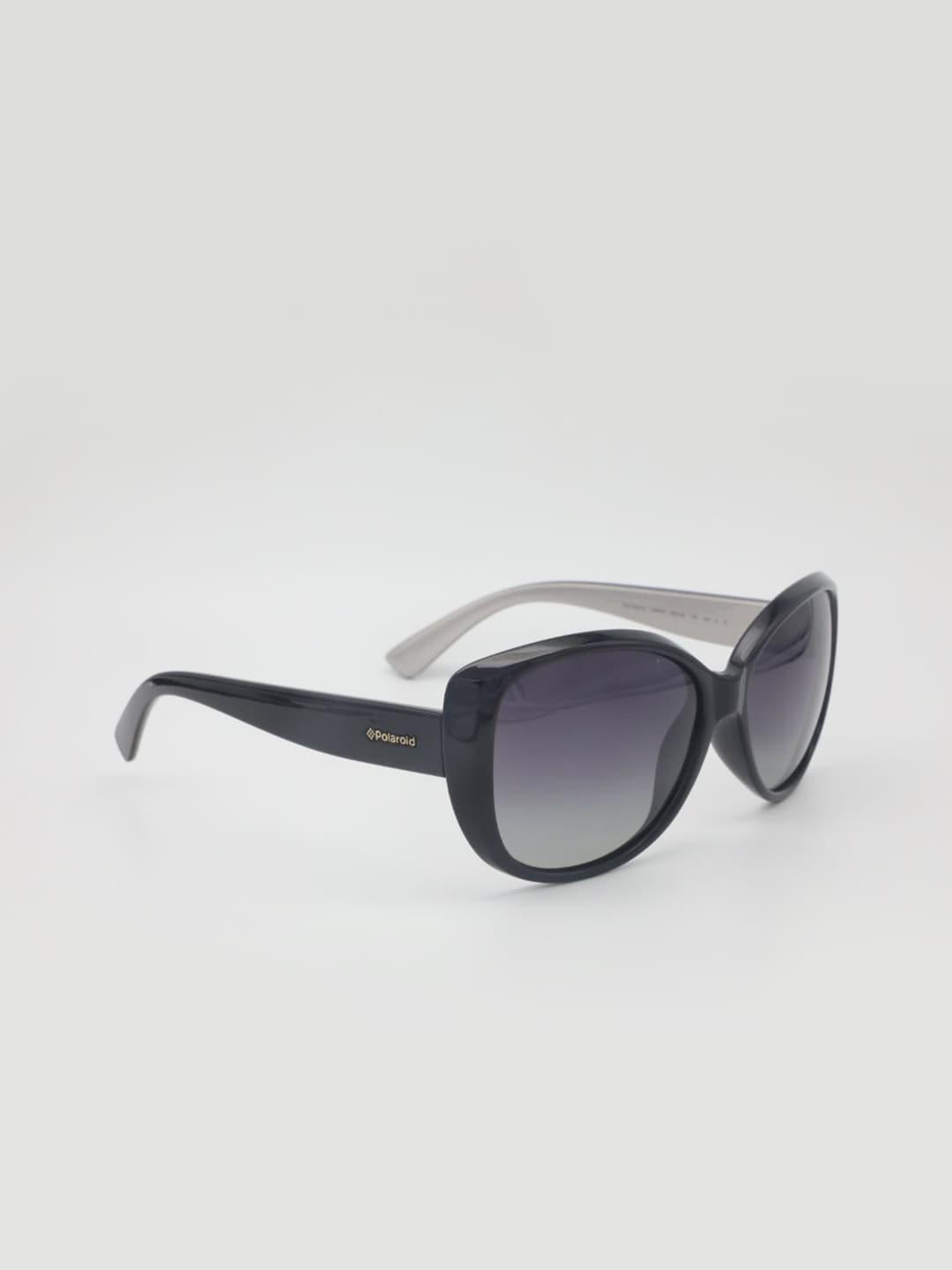 polaroid women grey lens & black cateye sunglasses with uv protected lens
