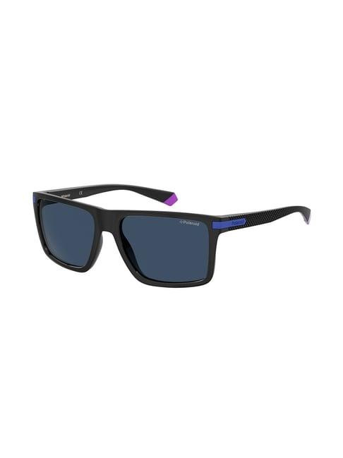 polaroid 203393 blue polarized rectangular sunglasses