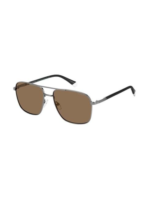 polaroid brown aviator polarised and uv protected lens sunglasses for men