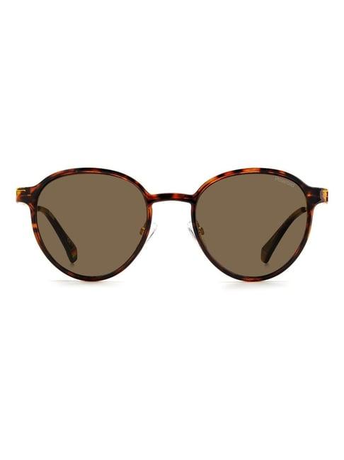 polaroid gold round unisex sunglasses