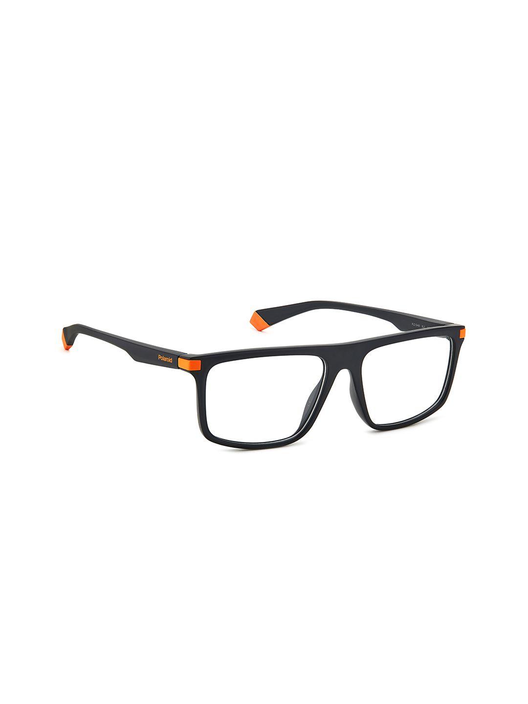 polaroid men black & orange full rim rectangle frames