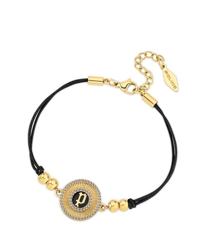 police black luck crystal with double cord casual bracelet