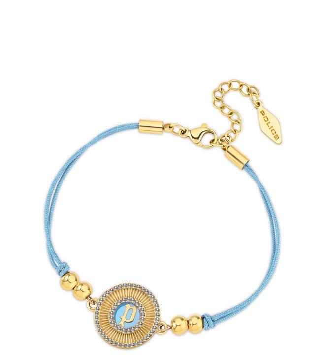 police blue luck crystal with double cord casual bracelet