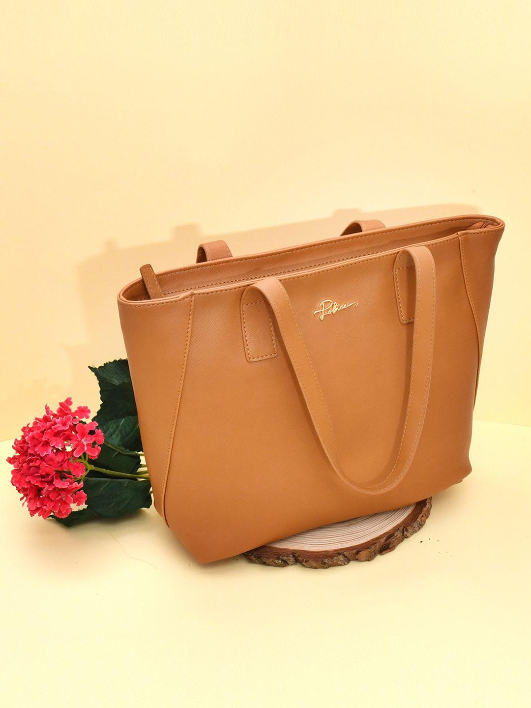 police brown leather structured shoulder bag