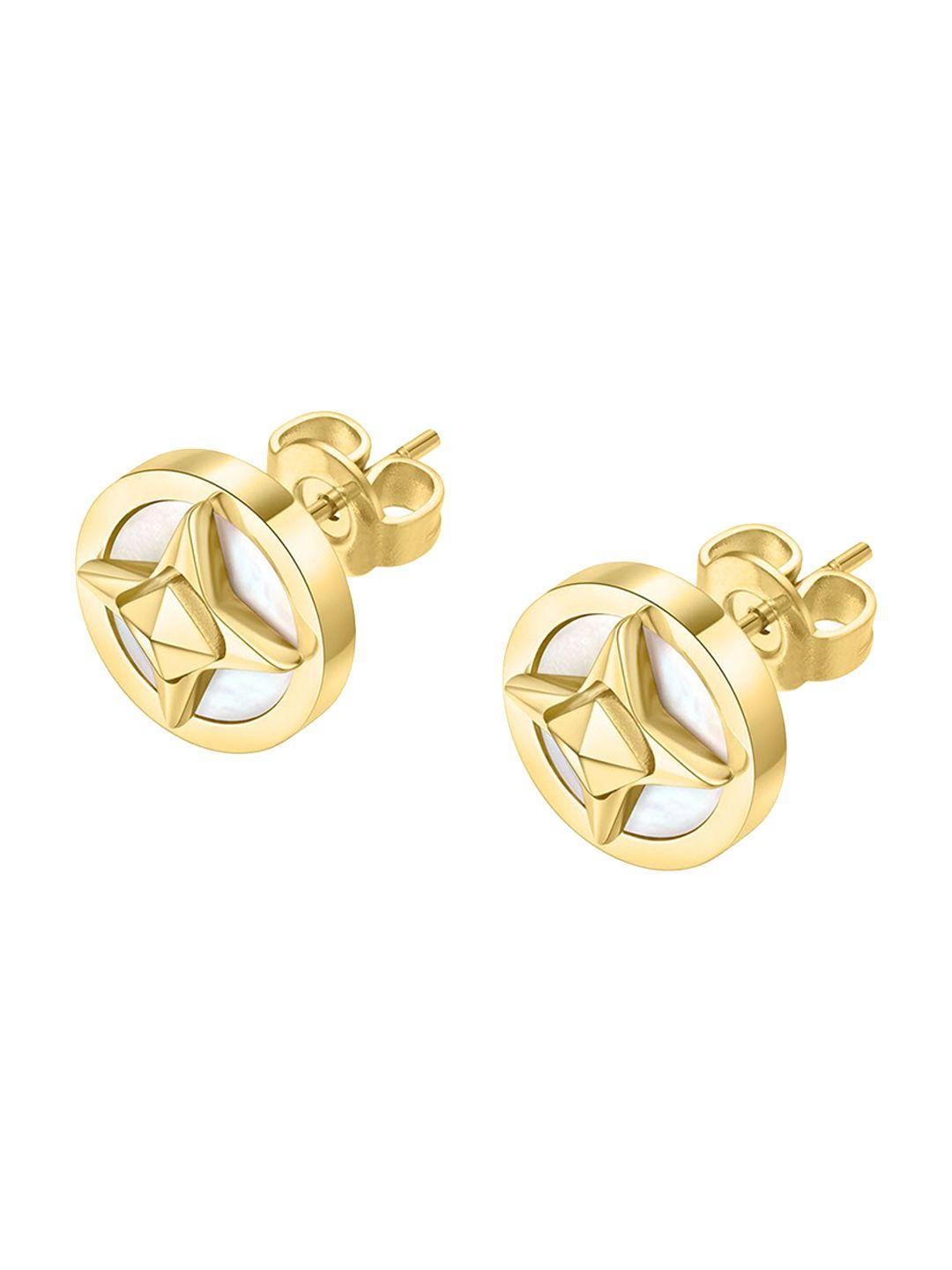 police gold-plated circular studs earrings