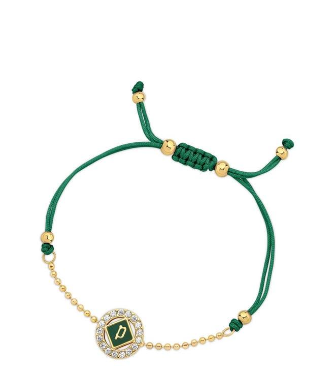 police green luck enamel crystal cord slider casual bracelet