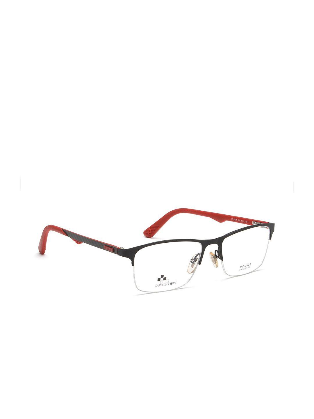 police men black & red half rim square frames vpl693k52531yfr