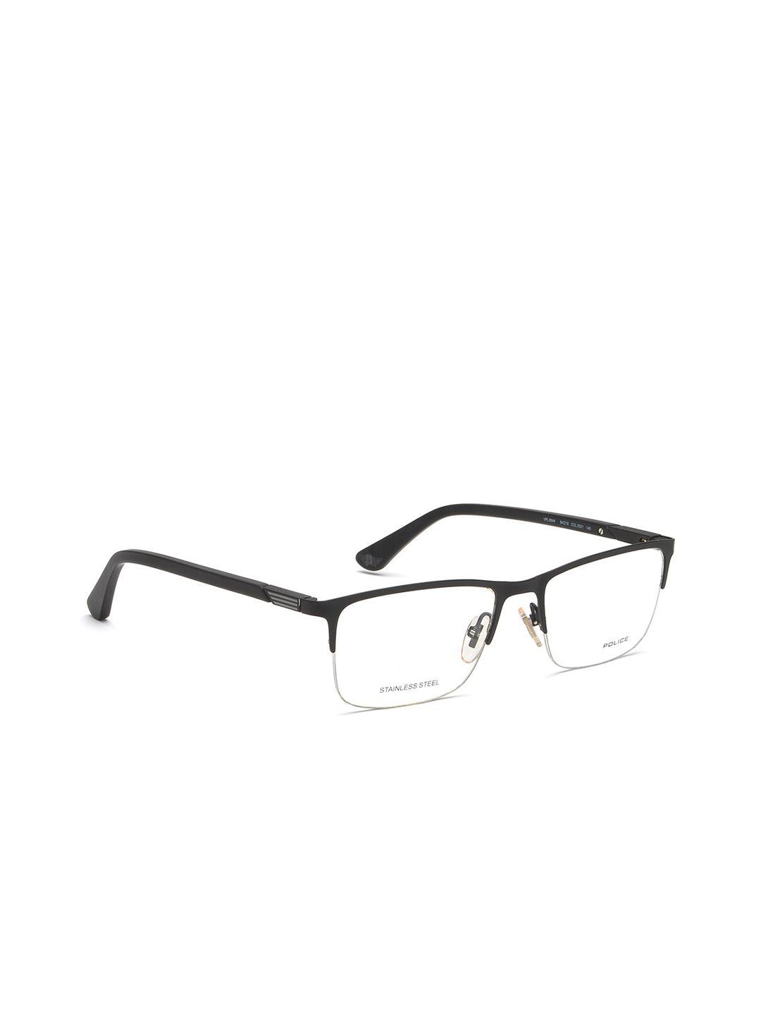 police men black colourblocked half rim rectangle frames