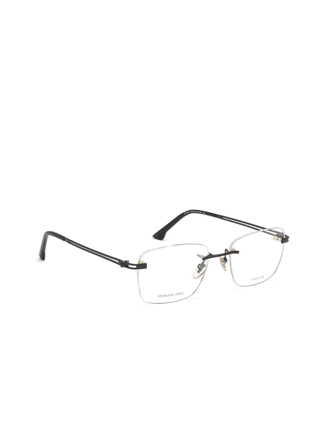 police men black rimless square frames