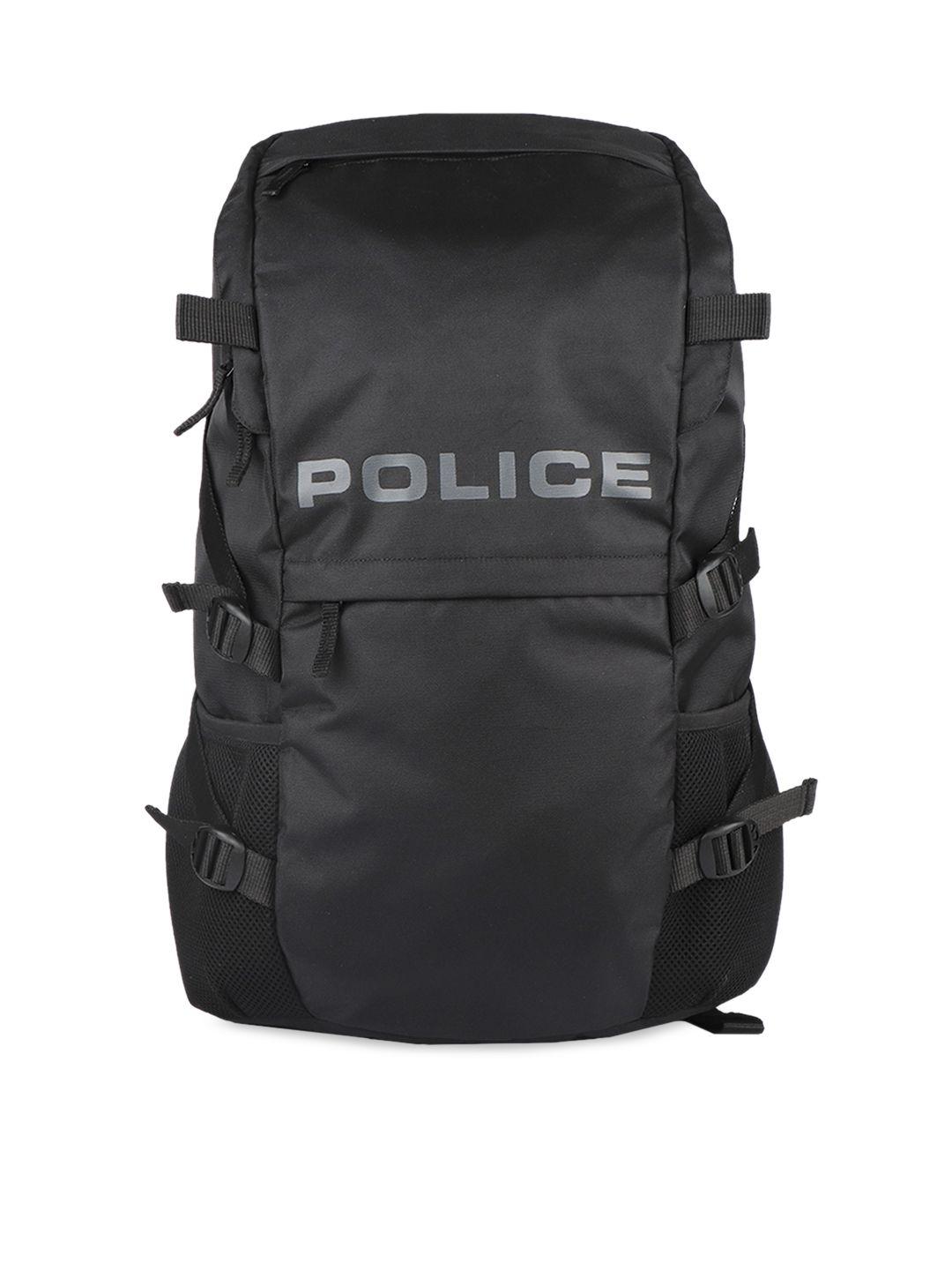 police men black solid backpack