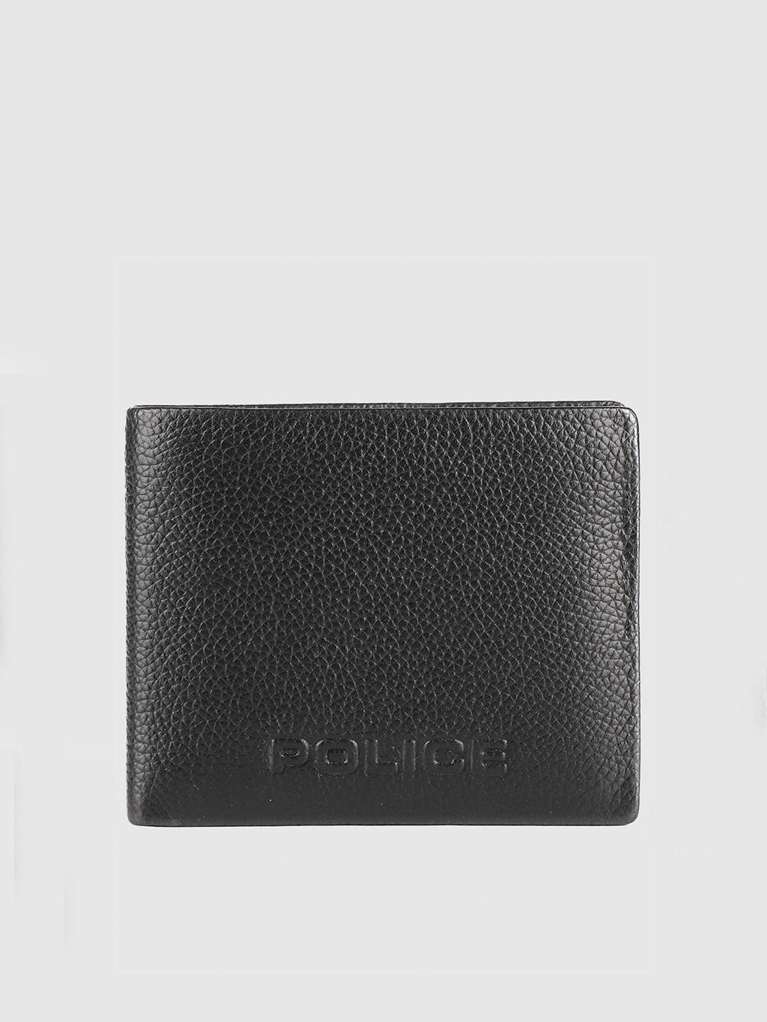 police men black solid leather wallet