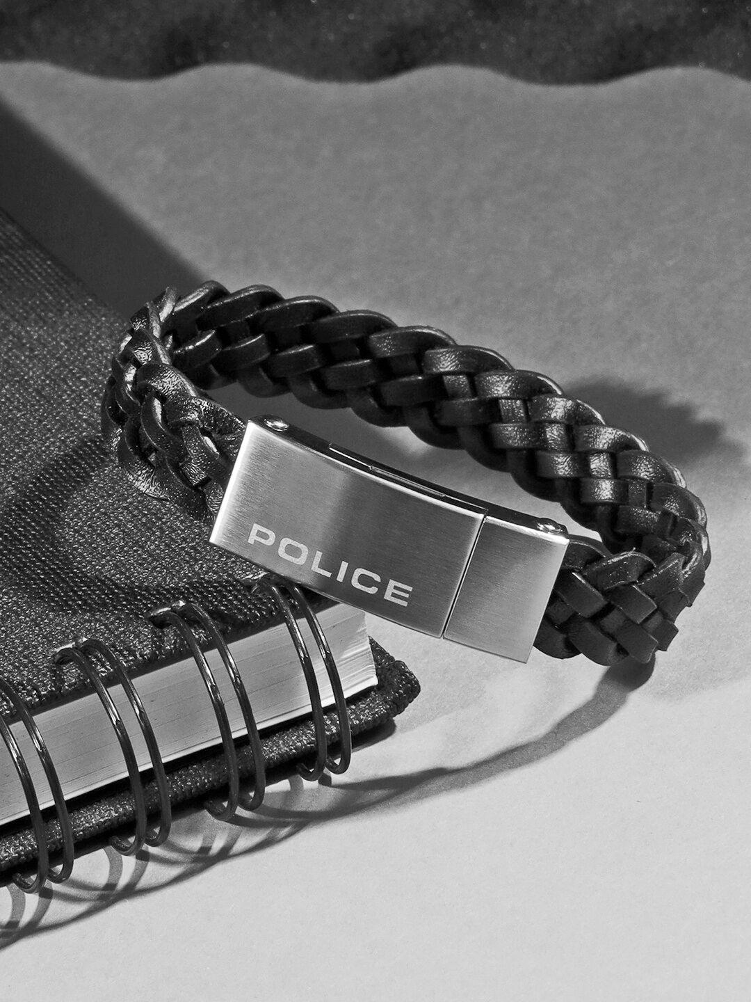 police men braided leather bracelet