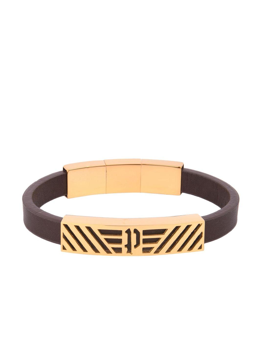 police men gold-toned & brown wraparound bracelet