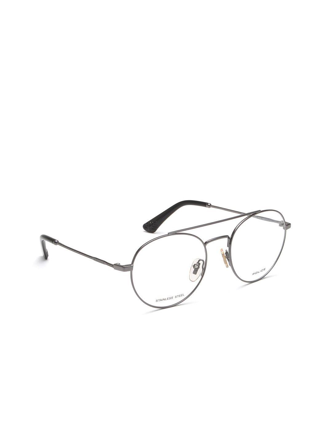 police men silver-toned full rim round frames