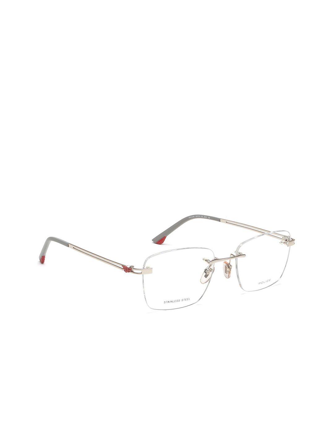 police men silver-toned rimless square frames