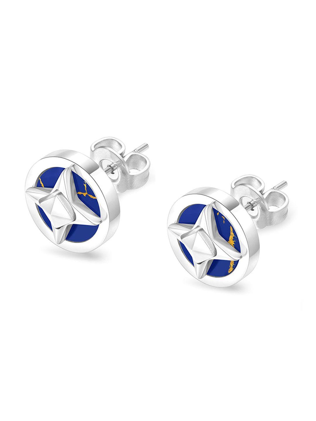 police silver-plated circular studs earrings