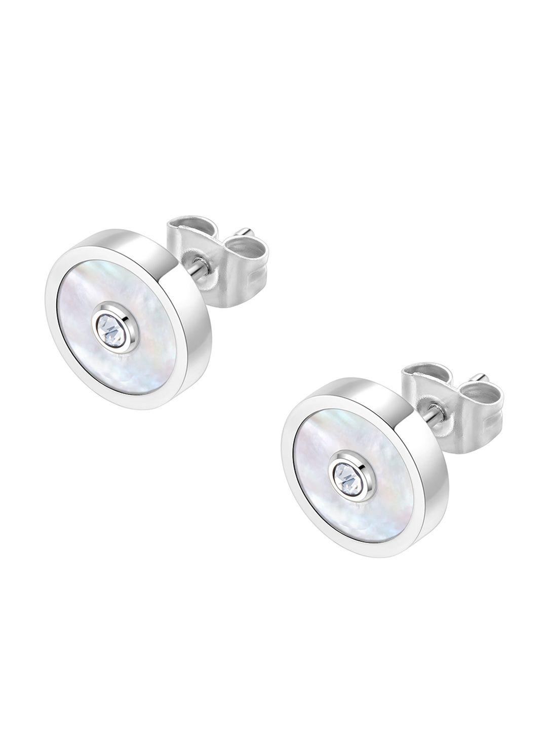 police silver-plated contemporary studs earrings