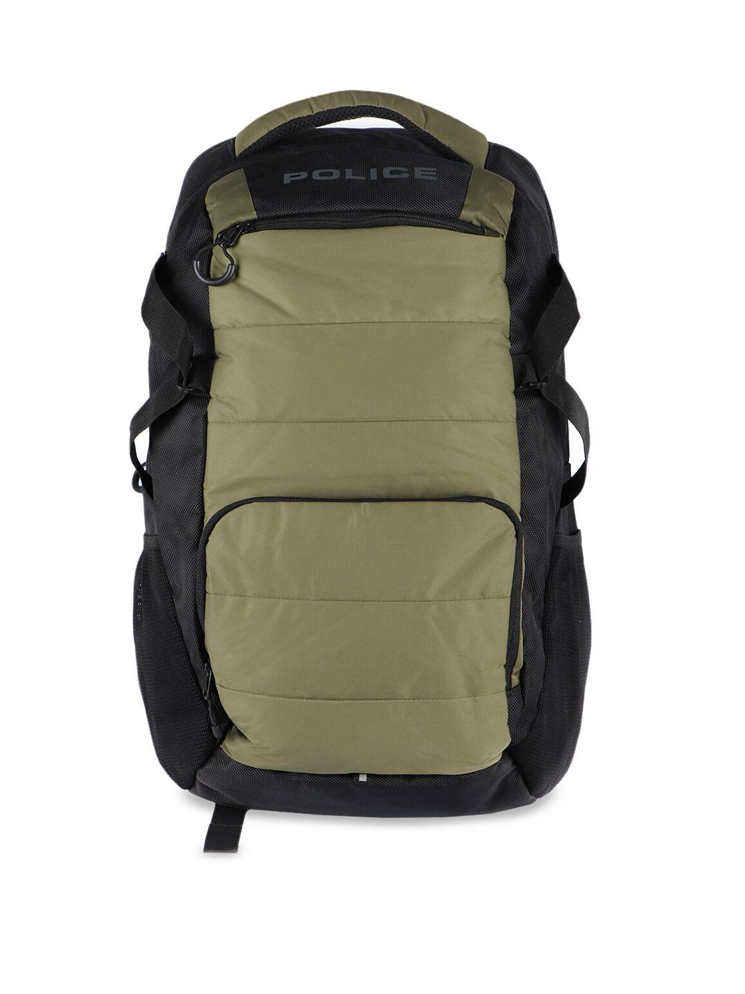 police unisex green & black solid laptop backpack