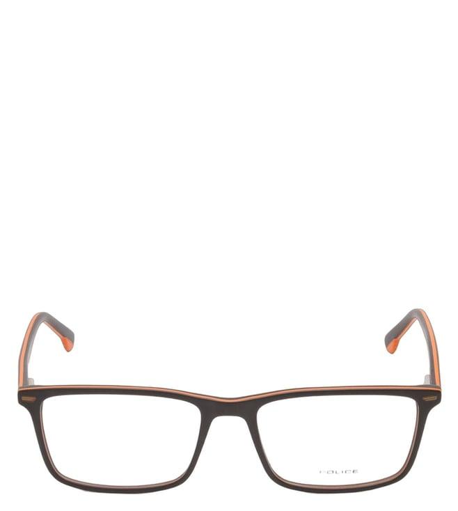 police vk061k506mjmfr dark brown rectangular eye frames for men