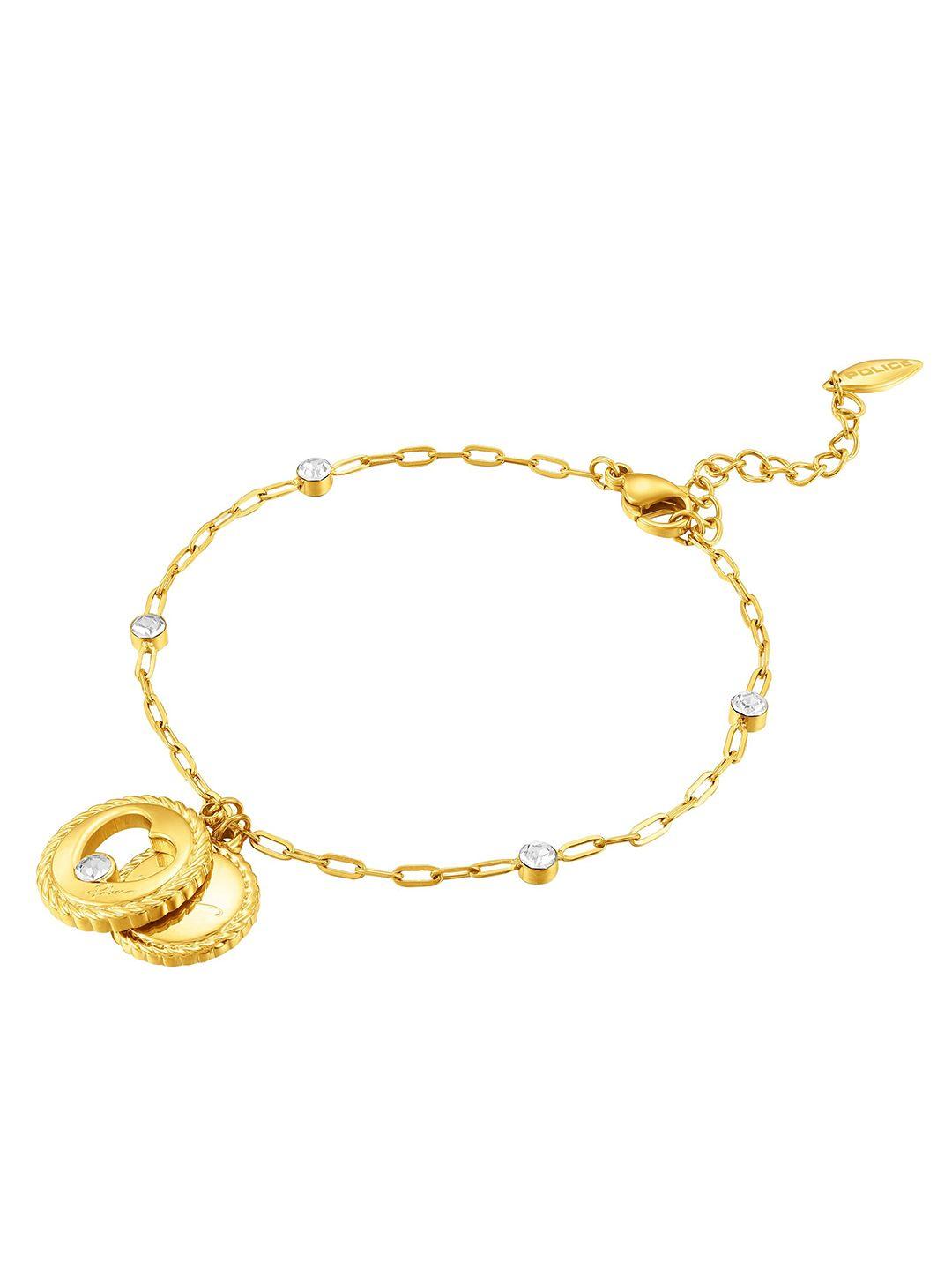 police women gold-plated stone studded charm bracelet