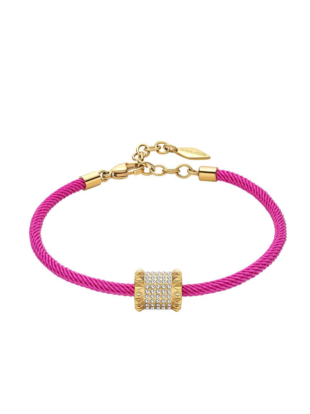 police women gold-toned & pink link bracelet