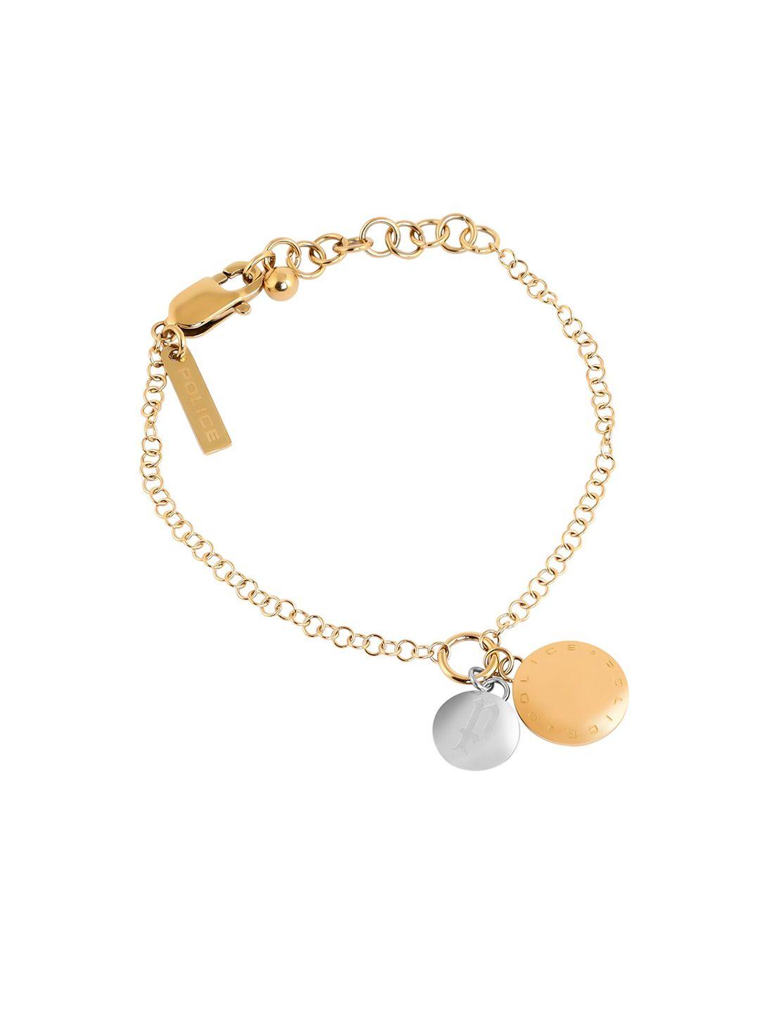 police women gold-toned & silver-toned charm bracelet