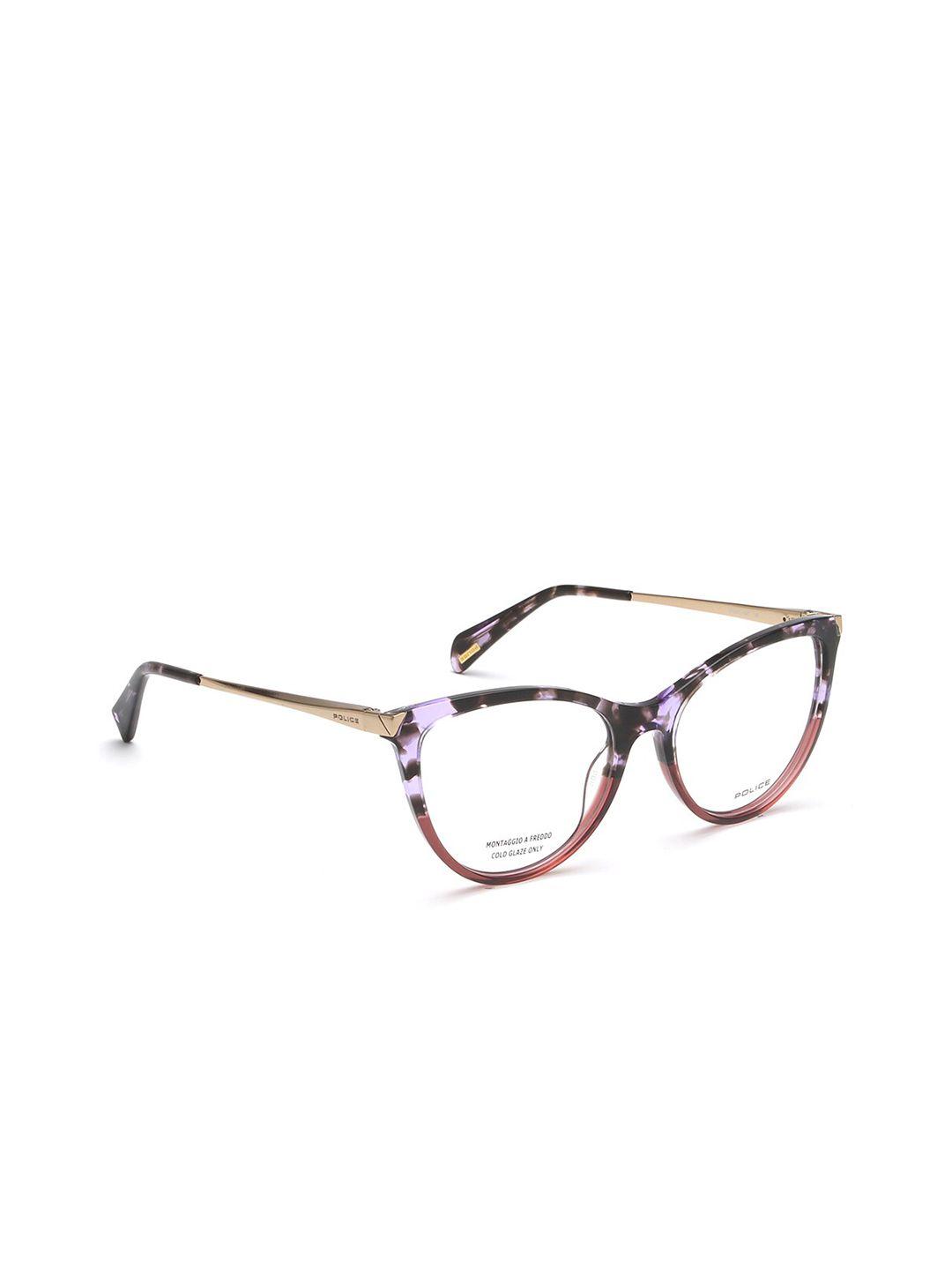 police women lavender & brown abstract full rim cateye frames