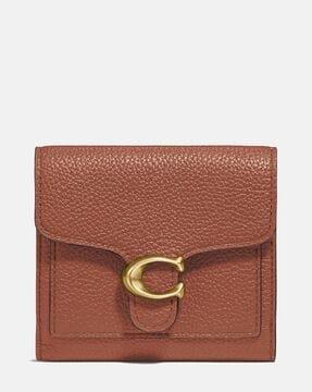 polished pebble tabby genuine leather bi-fold wallet