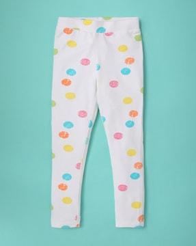 polka dot print leggings with elasticated waist