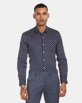polka dit shirt with patch pocket